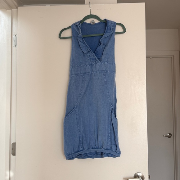 Blue Ruffled Women's Dress - Picture 2 of 2